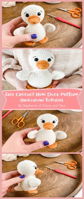 Free Crochet Mini Duck Pattern - Amigurumi Tutorial By Stephanie of Grace and Yarn