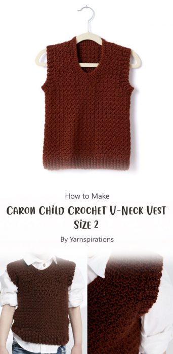 Caron Child Crochet V-Neck Vest, Size 2 By Yarnspirations