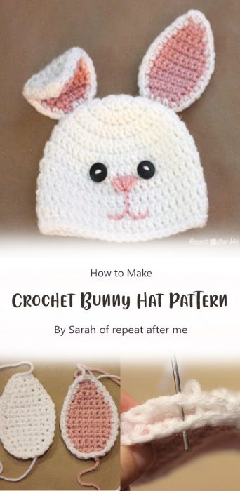 Crochet Bunny Hat Pattern By Sarah of repeat after me