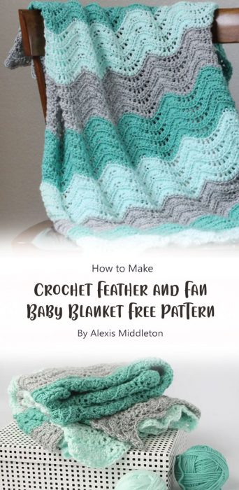Crochet Feather and Fan Baby Blanket Free Pattern By Alexis Middleton