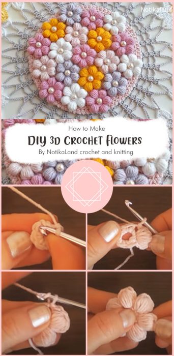 Flower EASY Tutorial DIY 3d Crochet Flowers By NotikaLand crochet and knitting