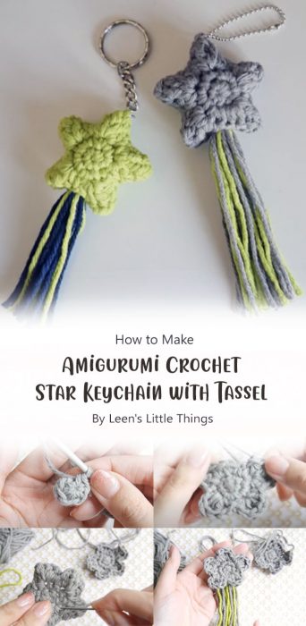 How to Make Amigurumi Crochet Star Keychain with Tassel By Leen's Little Things