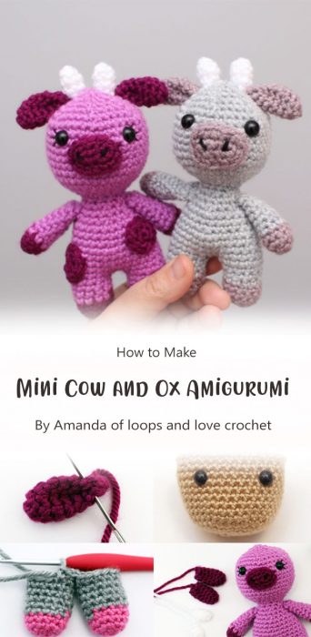 Mini Cow and Ox Amigurumi By Amanda of loops and love crochet