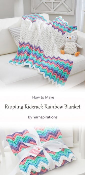 Rippling Rickrack Rainbow Blanket By Yarnspirations