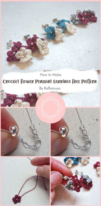 Crochet Flower Pendant Earrings – Free Pattern By Raffamusa