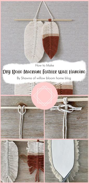 DIY Boho Macrame Feather Wall Hanging By Shawna of willow bloom home blog