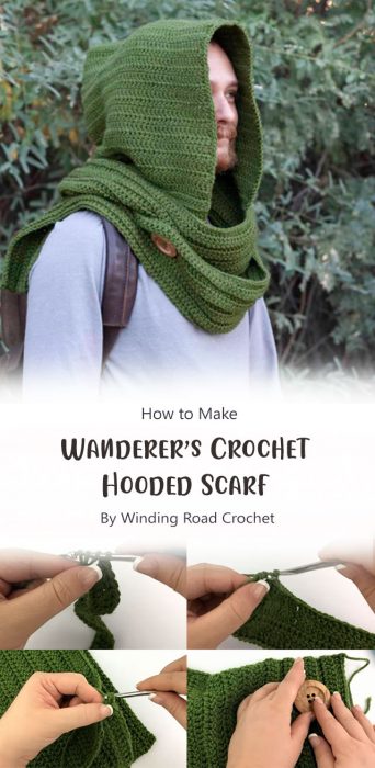 Wanderer’s Crochet Hooded Scarf By Winding Road Crochet