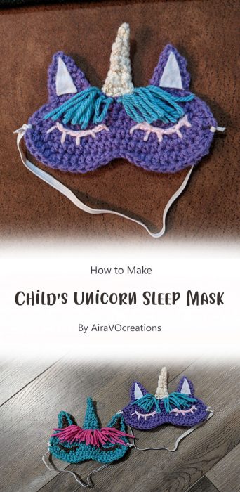 Child's Unicorn Sleep Mask By AiraVOcreations