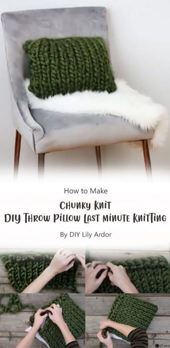 Chunky Knit - DIY Throw Pillow Last minute Knitting By DIY Lily Ardor