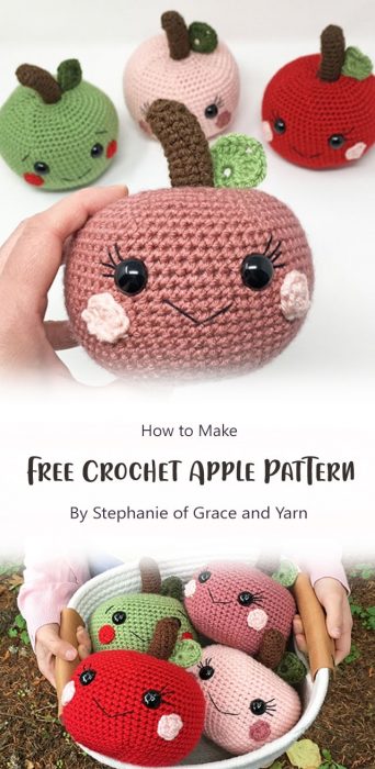 Free Crochet Apple Pattern By Stephanie of Grace and Yarn