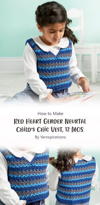 Red Heart Gender Neurtal Child's Chic Vest, 12 MOS By Yarnspirations