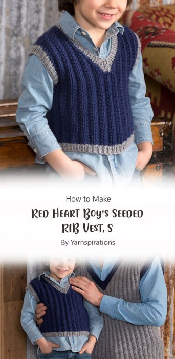 Red Heart Boy's Seeded RIB Vest, S By Yarnspirations