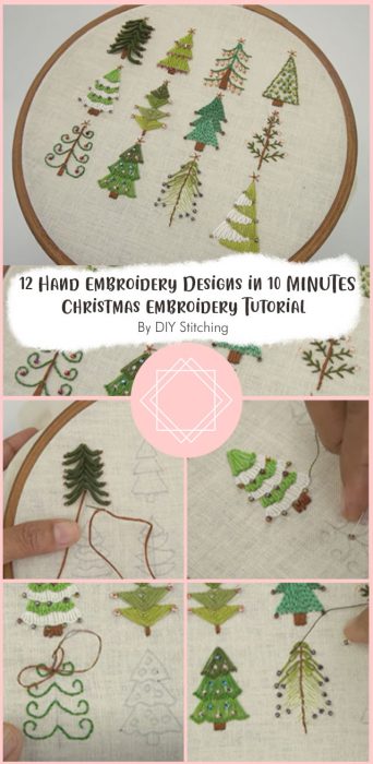 12 Hand Embroidery Designs in 10 MINUTES Christmas Embroidery Tutorial By DIY Stitching