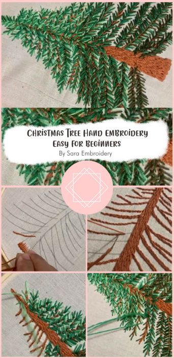 Christmas Tree Hand Embroidery, Easy for beginners, Christmas Decorations By Sara Embroidery