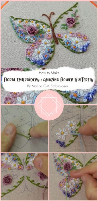 Floral Embroidery : Amazing Flower Butterfly | Easy Stitch By Malina GM Embroidery