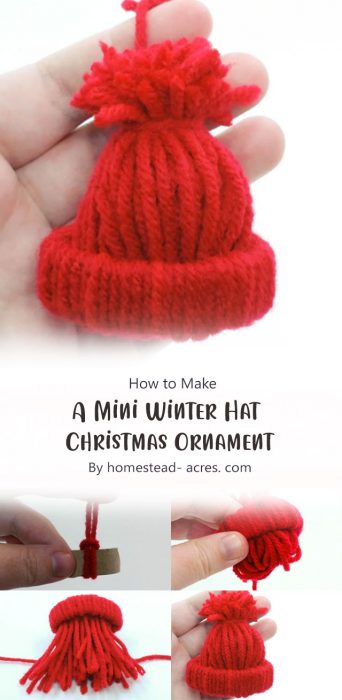 How To Make A Mini Winter Hat Christmas Ornament By homestead- acres. com