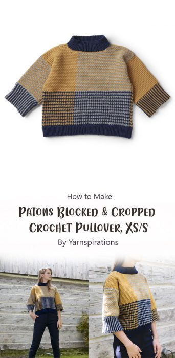 Patons Blocked & Cropped Crochet Pullover, XS/S By Yarnspirations