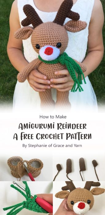Amigurumi Reindeer - A Free Crochet Pattern By Stephanie of Grace and Yarn