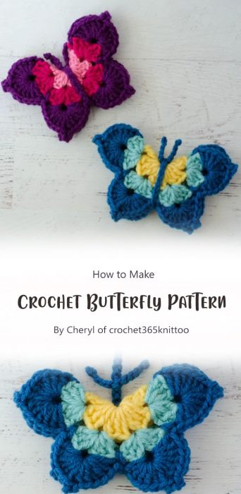 Crochet Butterfly Pattern By Cheryl of crochet365knittoo