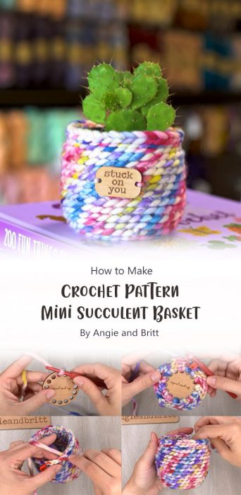 Crochet Pattern - Mini Succulent Basket By Angie and Britt