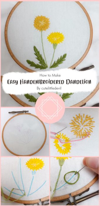 Easy Handembroidered Dandelion By cutelittledevil