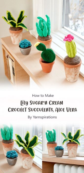 Lily Sugar'n Cream Crochet Succulents, Aloe Vera By Yarnspirations