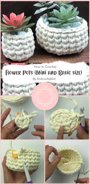 Crochet Flower Pots ( Mini and Basic size ) By KnitcroAddict