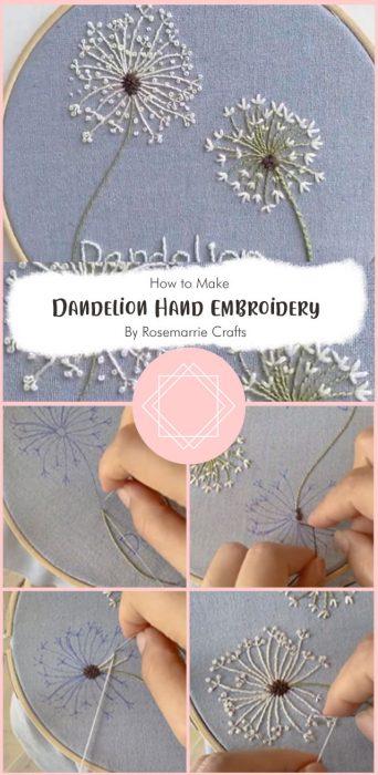 Dandelion Hand Embroidery | Playing with French knots and Stem Stitch | Amateur Embroidery By Rosemarrie Crafts