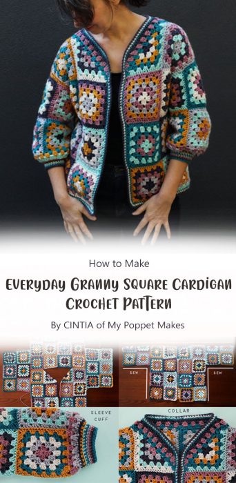 Everyday Granny Square Cardigan Crochet Pattern By CINTIA of My Poppet Makes