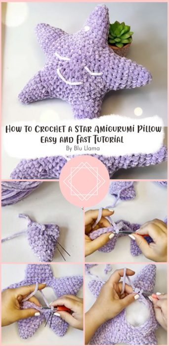 How to Crochet a Star Amigurumi Pillow - Easy and Fast Tutorial By Blu Llama