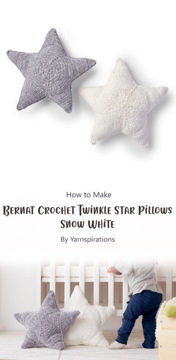 Bernat Crochet Twinkle Star Pillows, Snow White By Yarnspirations