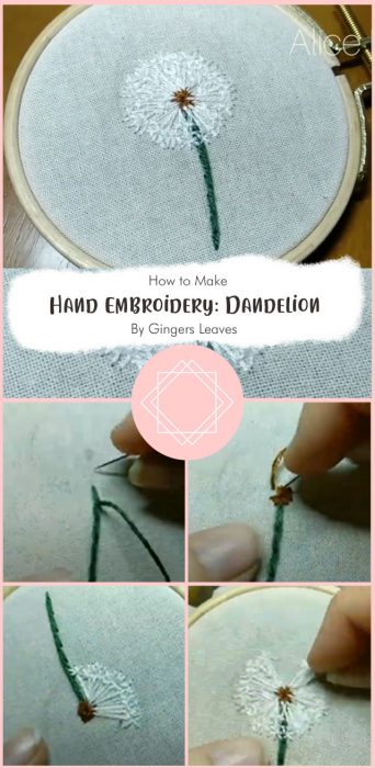 Hand Embroidery: Dandelion By Gingers Leaves