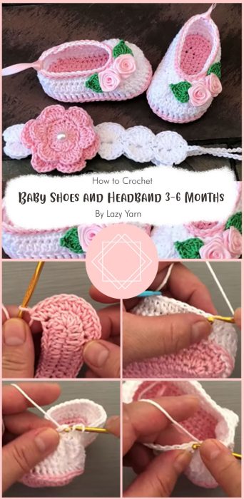 How to Crochet Baby Shoes and Headband 3-6 Months By Lazy Yarn