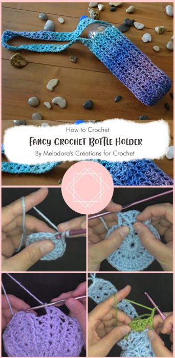 How to Crochet Bottle Holder - Fancy Crochet Bottle Holder - Right - Summer Crochet Tutorial By Meladora's Creations for Crochet