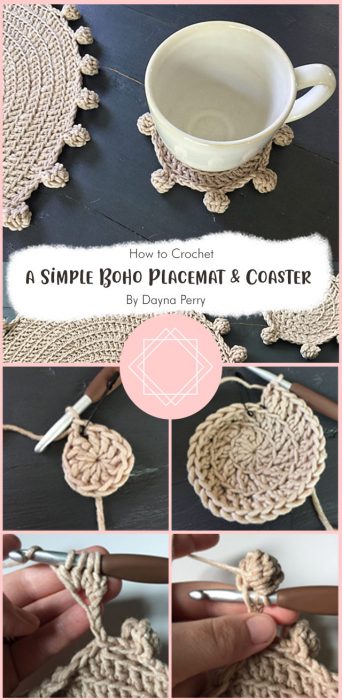 How to Crochet a Simple Boho Placemat & Coaster By Dayna Perry