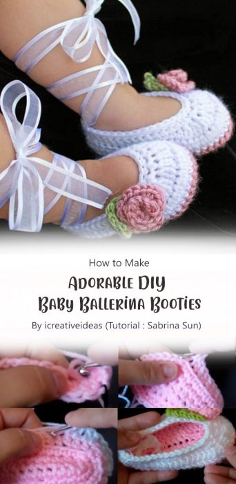 How to Crochet Adorable DIY Baby Ballerina Booties By icreativeideas (Tutorial : Sabrina Sun)
