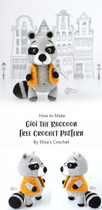 Gigi the Raccoon Free Crochet Pattern By Elisa's Crochet