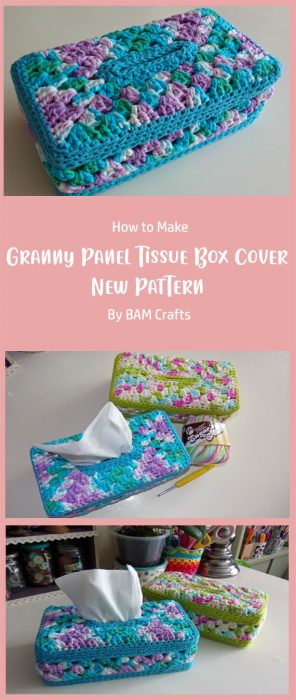Granny Panel Tissue Box Cover - New Pattern! By BAM Crafts