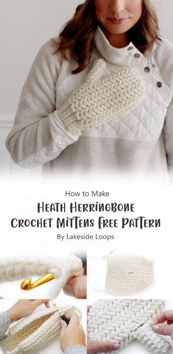 Heath Herringbone Crochet Mittens – FREE PATTERN By Lakeside Loops