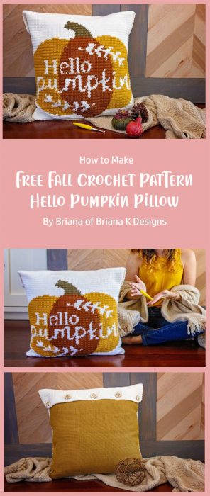 Free Fall Crochet Pattern- Hello Pumpkin Pillow By Briana of Briana K Designs