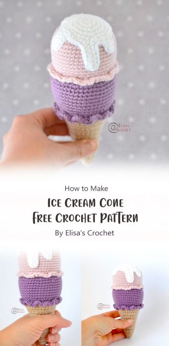 Ice Cream Cone Free Crochet Pattern By Elisa's Crochet
