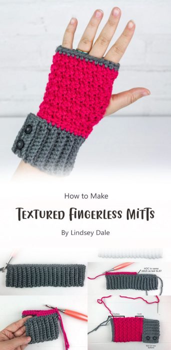 Textured Fingerless Mitts By Lindsey Dale