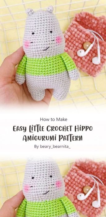 Easy Little Crochet Hippo Amigurumi Pattern By beary_bearnita_
