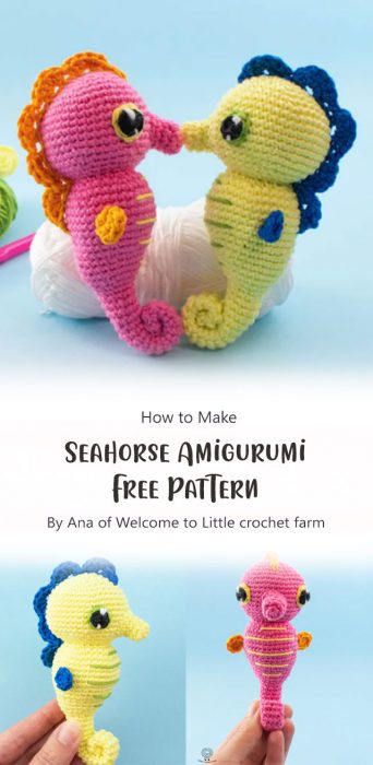 Seahorse Amigurumi Free Pattern By Ana of Welcome to Little crochet farm