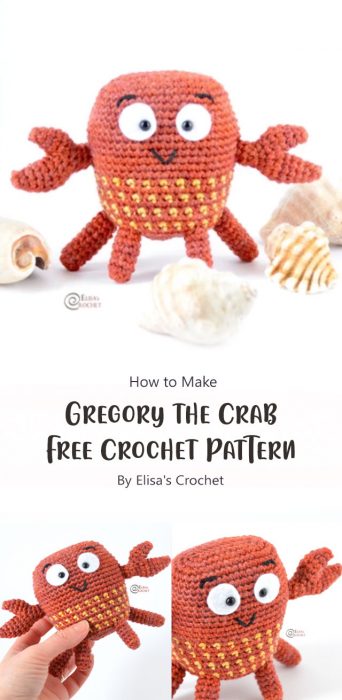 Gregory the Crab Free Crochet Pattern By Elisa's Crochet