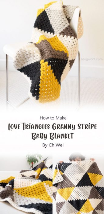 Love Triangles Granny Stripe Baby Blanket By ChiWei