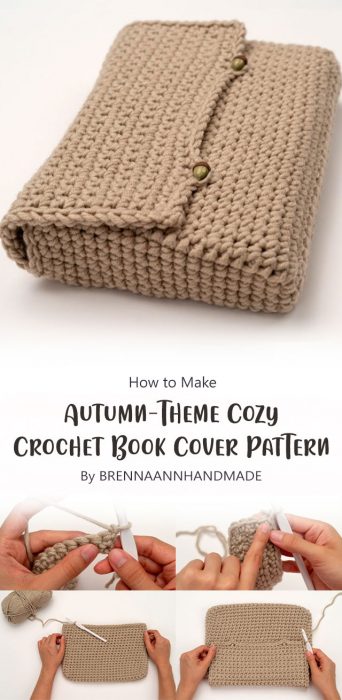 Autumn-Theme Cozy Crochet Book Cover Pattern By BRENNAANNHANDMADE
