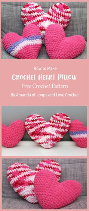 Crochet Heart Pillow By Amanda of Loops and Love Crochet