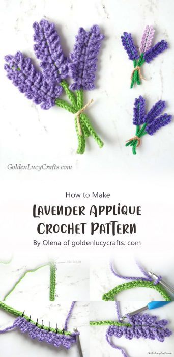 Lavender Applique Crochet Pattern By Olena of goldenlucycrafts. com