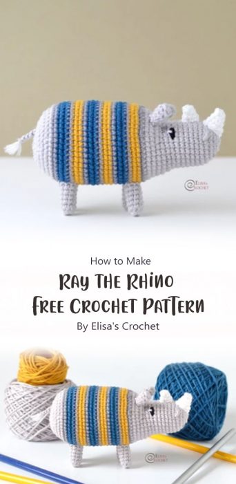 Ray the Rhino Free Crochet Pattern By Elisa's Crochet